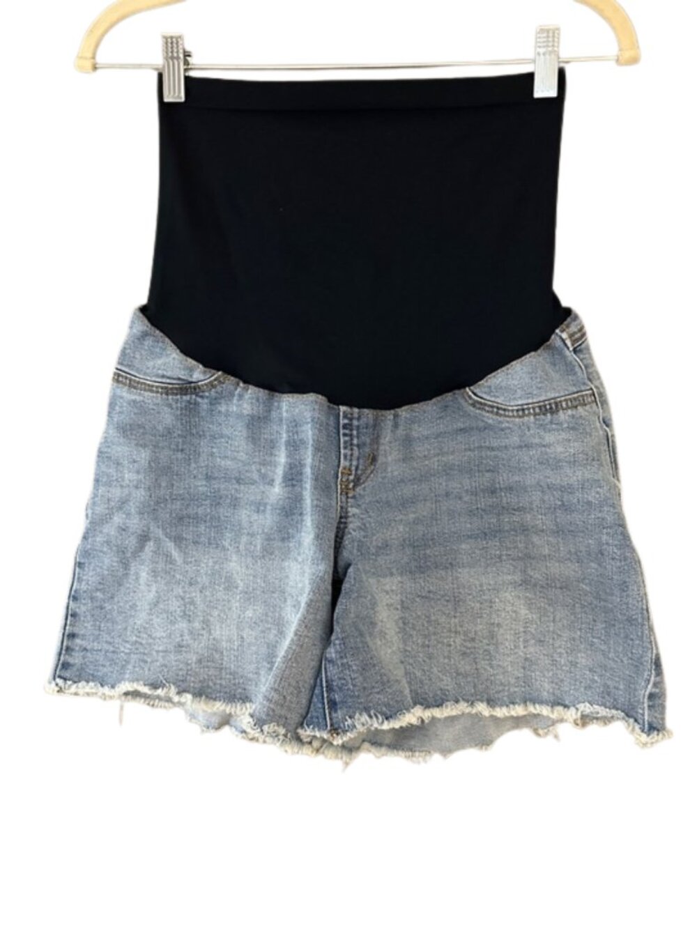 1822 Denim Maternity Jean Shorts Size 8 / 29 Frayed Hem Stretch